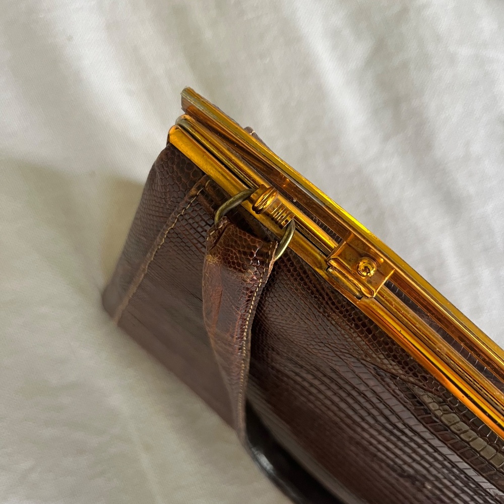 truly vintage circa 1950, STERLING brown purse - Picture 2 of 3